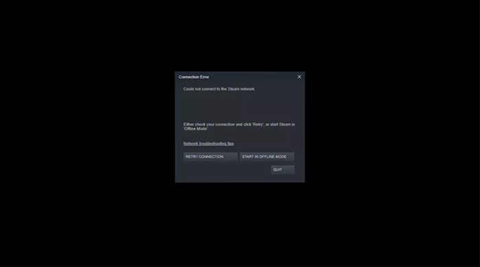 choose steam in offline mode because of could not connect to steam network error