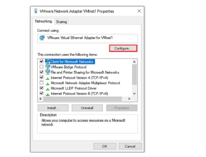 configure under networking tab