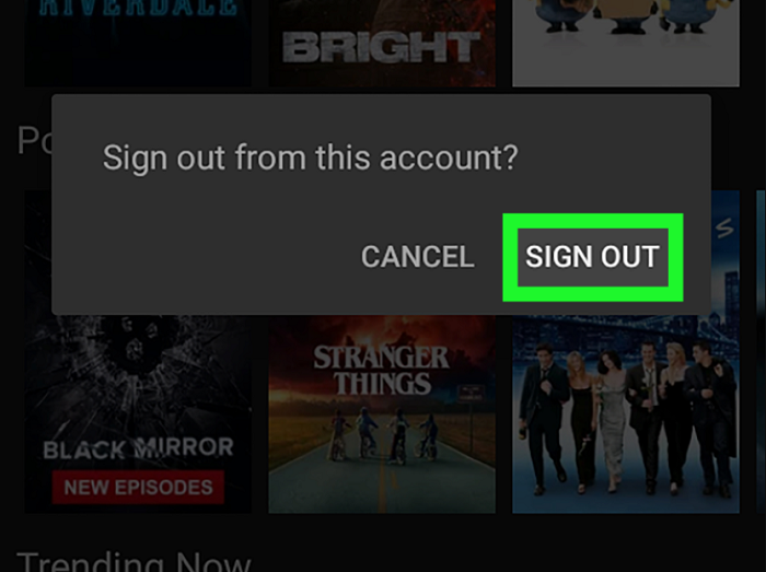 sign out from netflix account