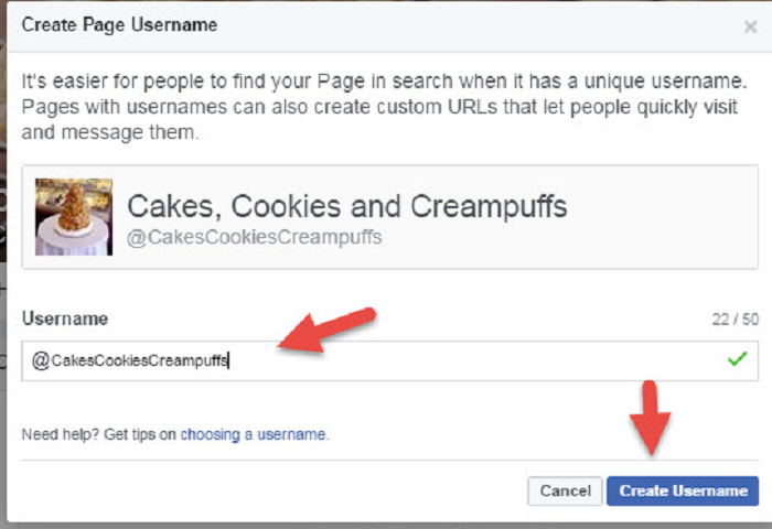 create page username (fix this page isn't eligible to have a username)