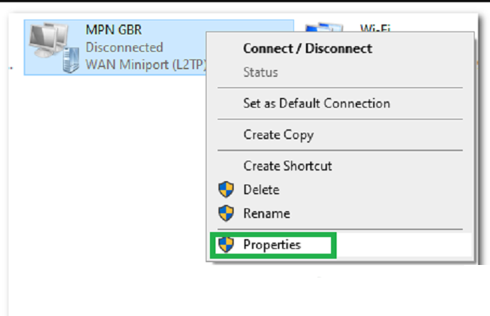 right-click vpn and select properties
