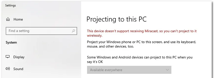 fix this device doesn't support miracast