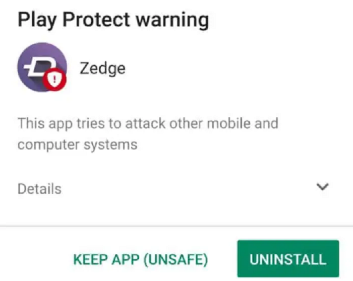 zedge warning notification