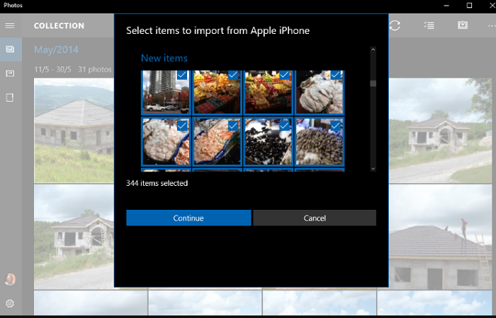 import photographs with the photos app
