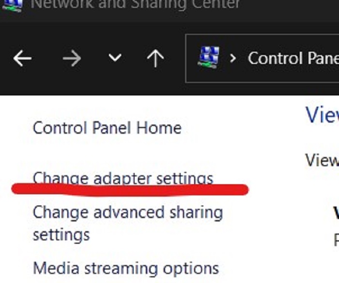 click change adapter settings