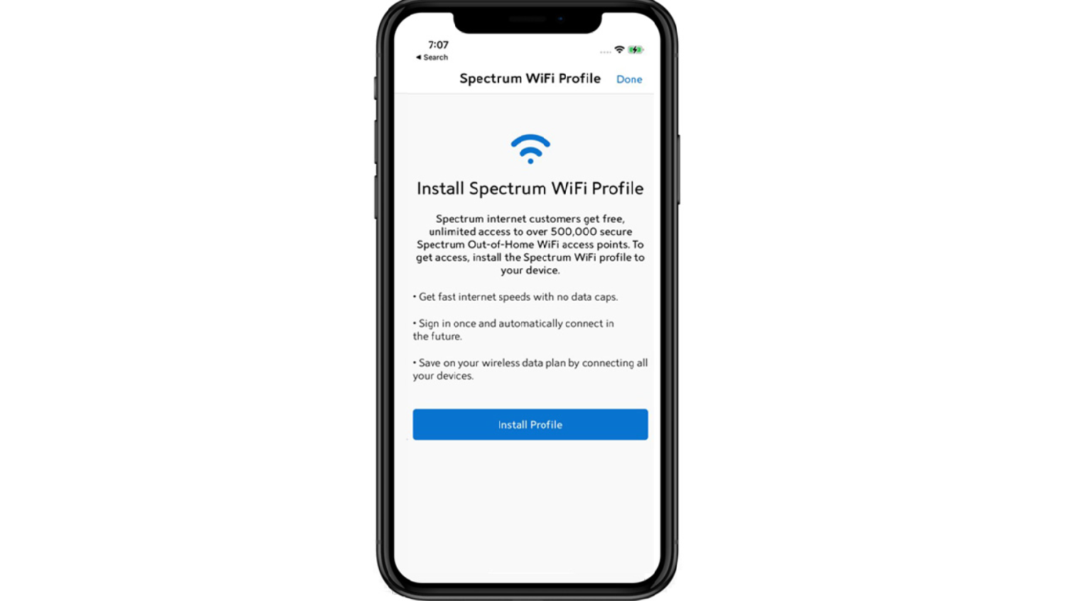 install spectrum wi-fi profile on iphone 
